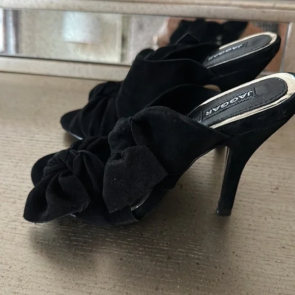 🛍️SALE🛍️ JAGGAR LEATHER DOUBLE BOW OPEN TOE SLIDE SANDALS - Picture 3 of 6